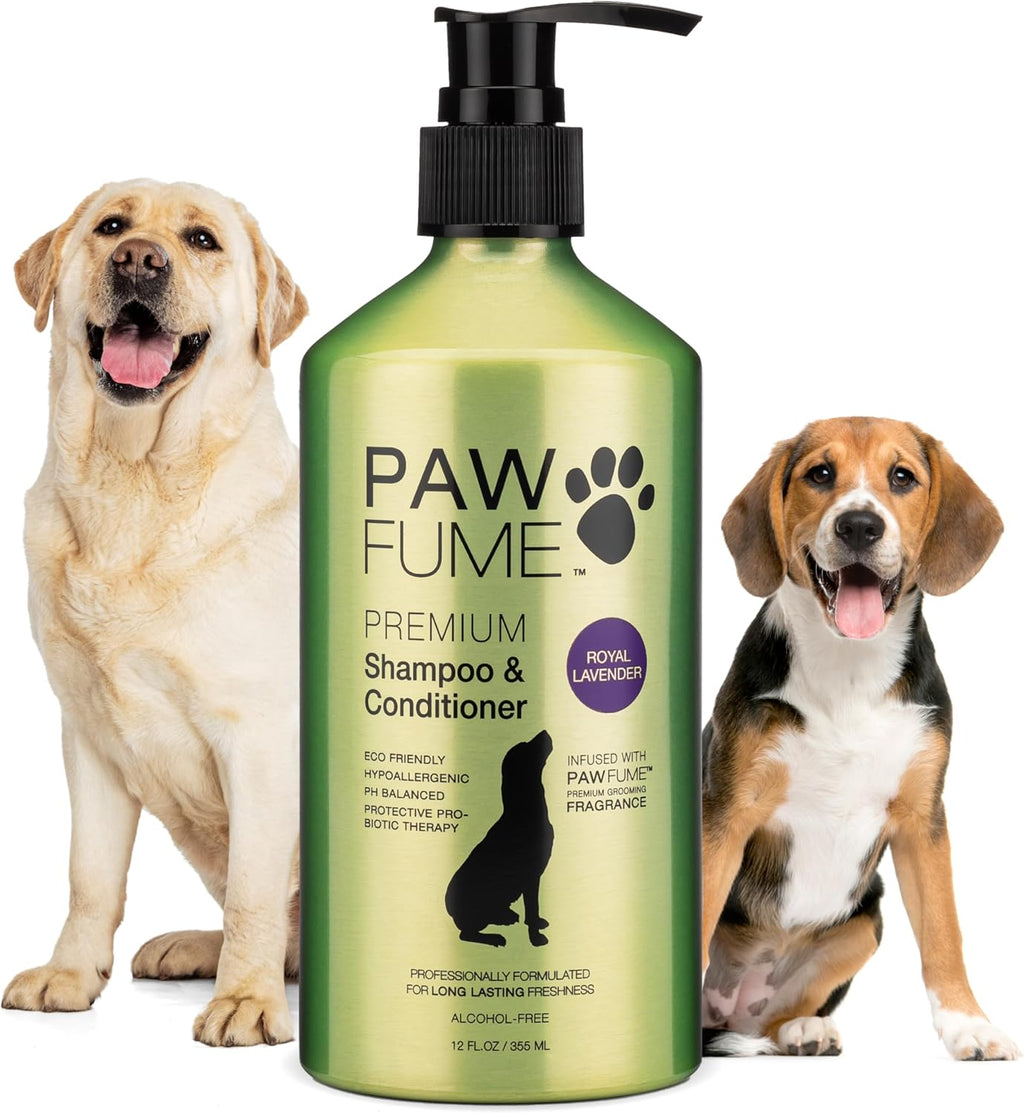 PAWFUME Dog Shedding Shampoo and Conditioner, Royal Lavender, 1-Pack – Nourish & Detangle for Silky Soft Coat – Probiotic, Deep-Cleaning, pH-Balanced – Salon-Quality Shedding Shampoo for Dogs