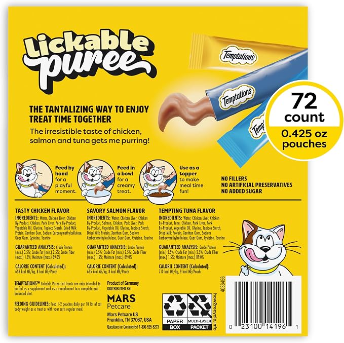 Temptations Creamy Puree Squeezable Lickable Cat Treats, Wet Cat Treats - Image 3