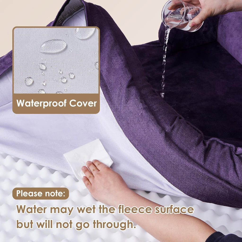 EHEYCIGA Orthopedic XL Dog Beds, Waterproof Memory Foam Dog Bed for Extra Large Dogs, Non-Slip Bottom and Egg-Crate Foam Big Pet Couch Bed with Washable Removable Cover, Purple