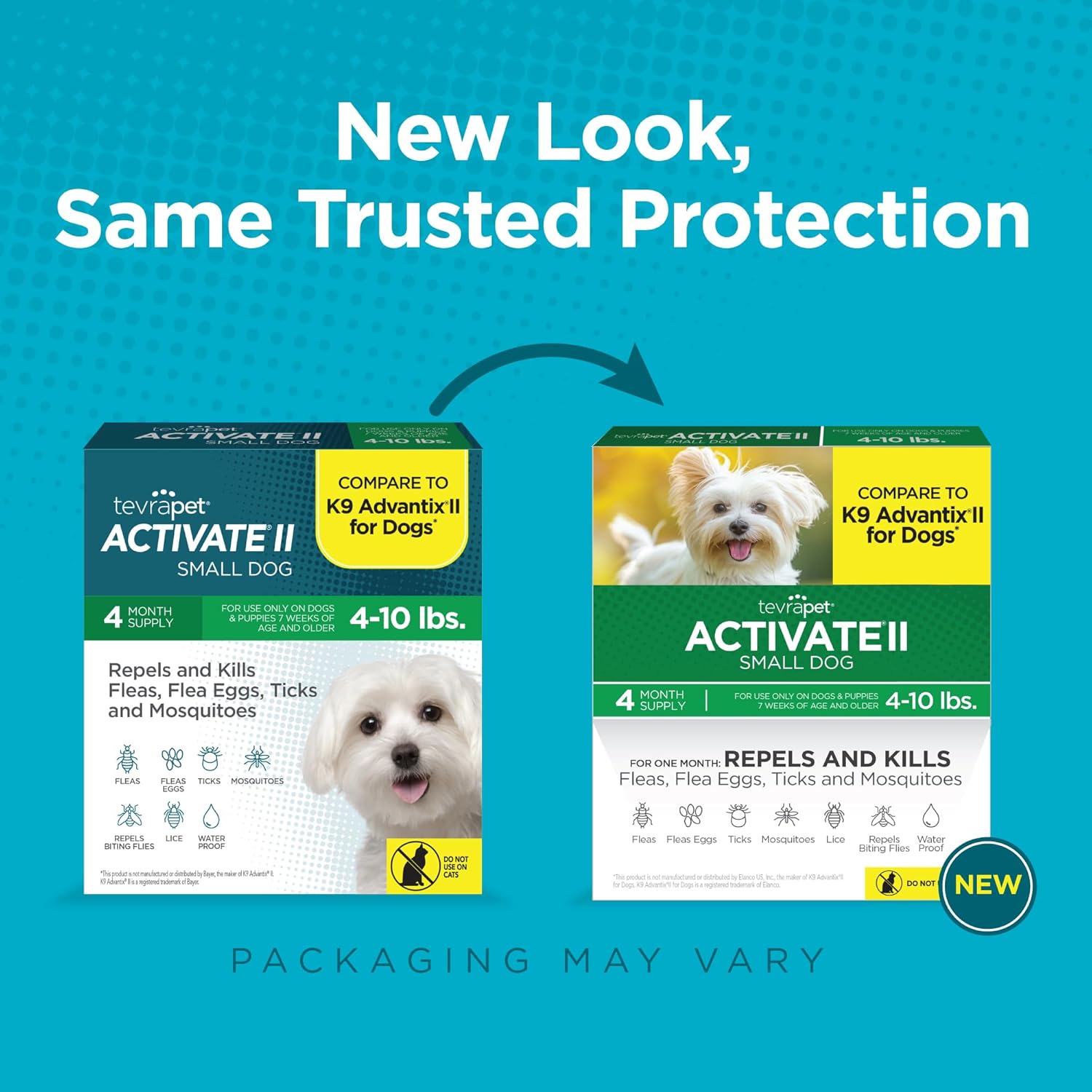 TevraPet Activate II Flea and Tick Prevention for Dogs | 4 Count | Small Dogs 4-10 lbs | Topical Drops | 4 Months Flea Treatment