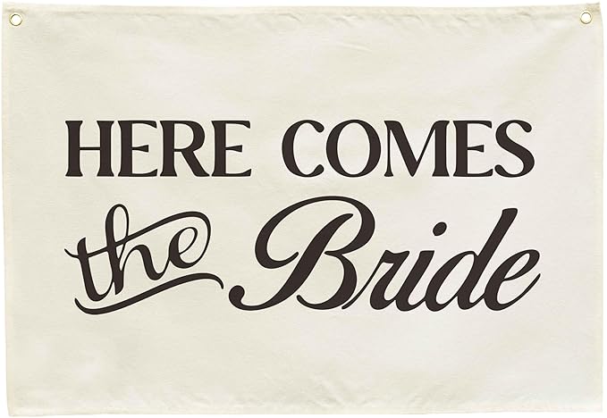 Bachelorette Party Wall Decor Canvas Banner for Bridal Shower Gift-Bride Welcome Decoration,Wedding Decoration Accessories Hanging Rectangular Flag Poster Wall Art,Here Comes the Bride 28.5" L x 20" W