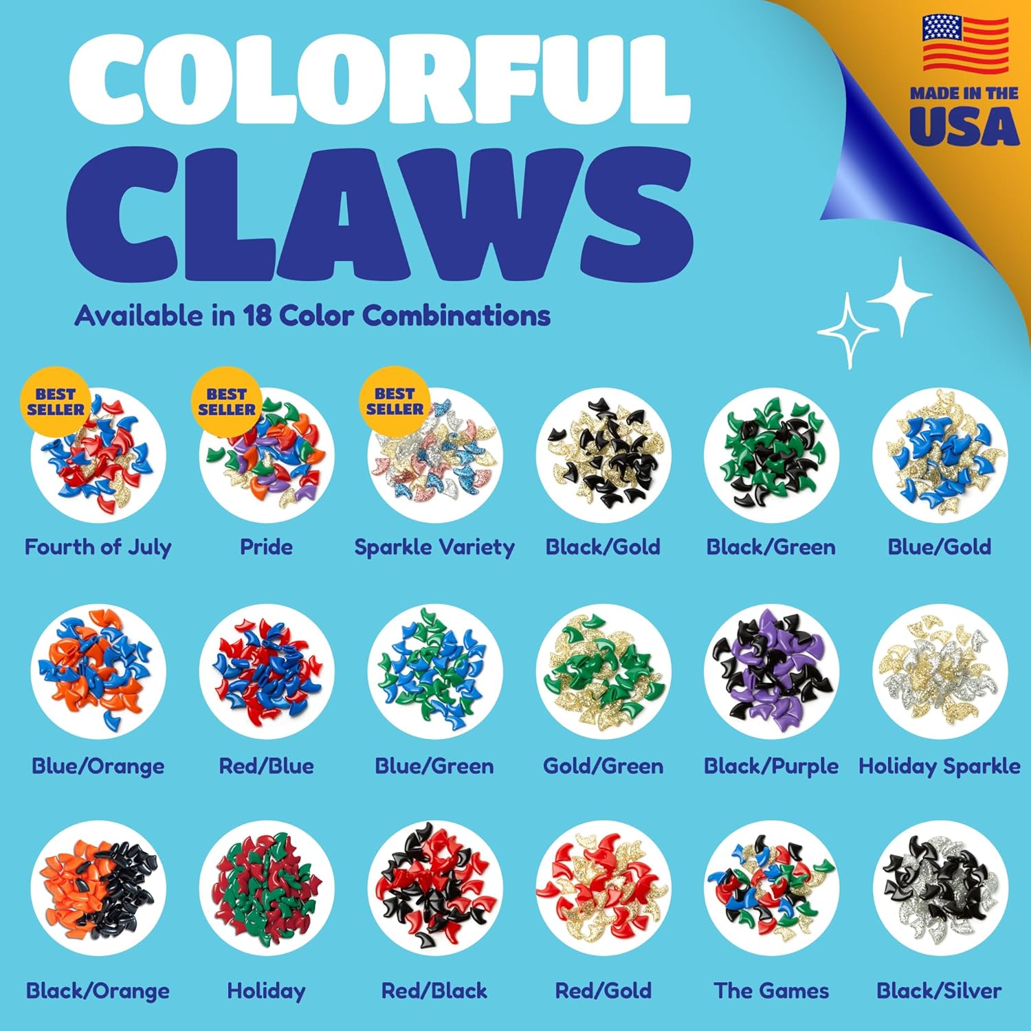 Soft Claws Nail Caps for Cats Made in USA - 40 Cat Claw Caps for 4-6 Weeks of Protection - Long-Lasting Cat Scratch Deterrent for Furniture - Red & Gold Sparkle, Medium