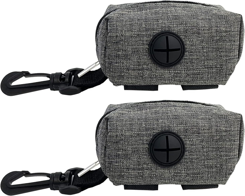 (2 Pack) Dog Poop Bag Holder for Leash,Doggie Waste Bag Dispenser Small Doggy Poop Bag Zipper Pouch with Carabiner Clip, Leash Attachment Holder for Pet Puppy Poop Bags