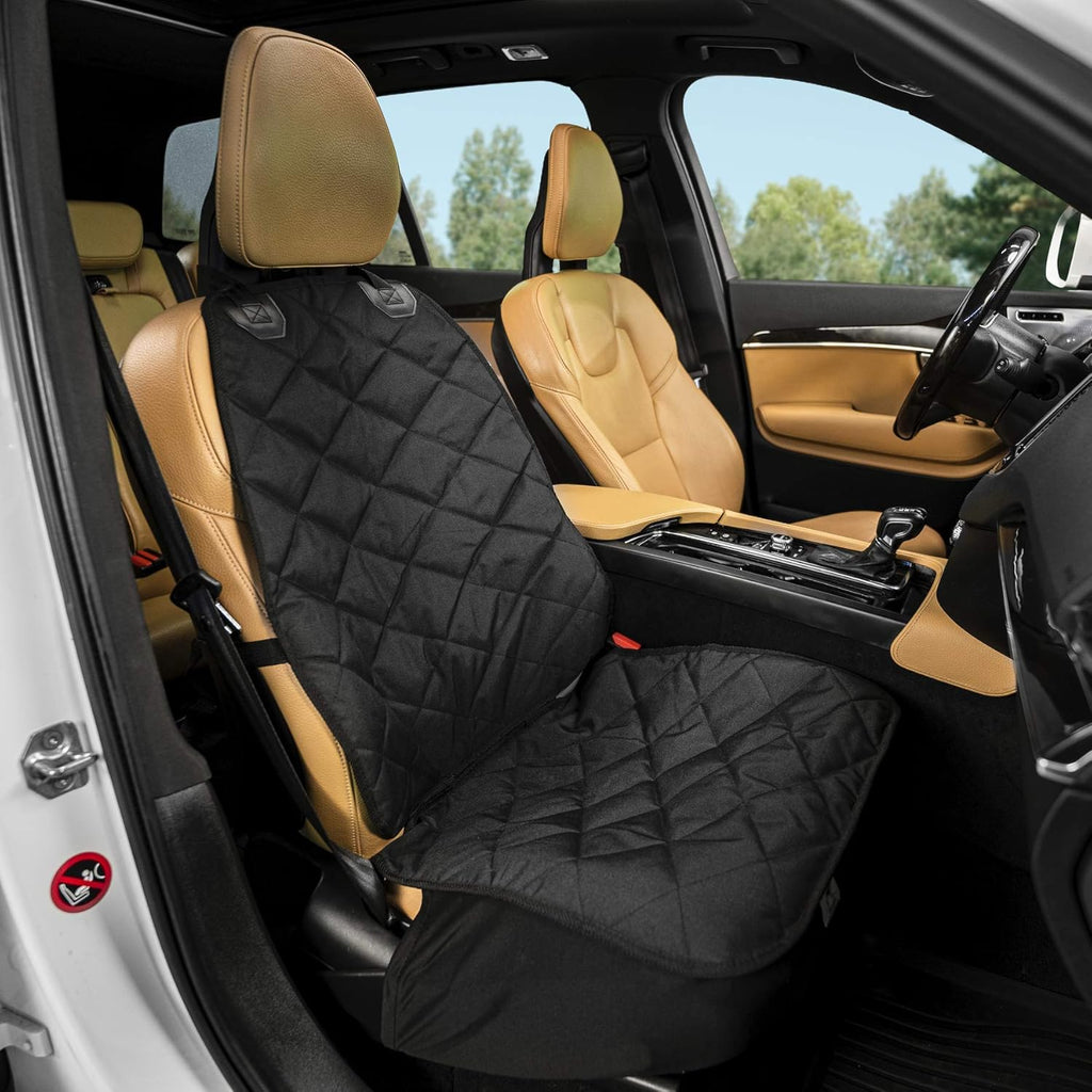 Plush Paws Products Premium Bucket Car Seat Protector | Diamond Stitching | Washable & Waterproof Front Seat Dog Cover Car, Truck, & SUV | Nonslip, Tear Resistant Pet Passenger Seat Cover | Black