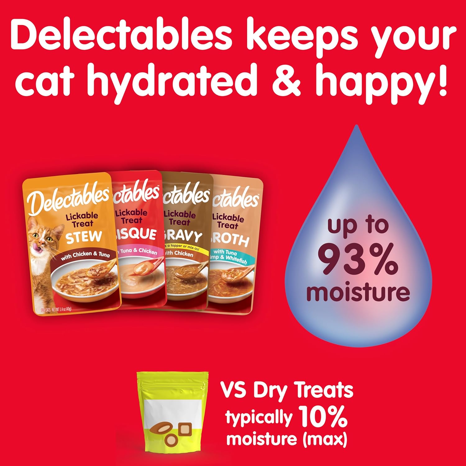 Hartz Delectables Non-Seafood Bisque Lickable Wet Cat Treats for Adult & Senior Cats, Multiple Flavors, Pack of 12