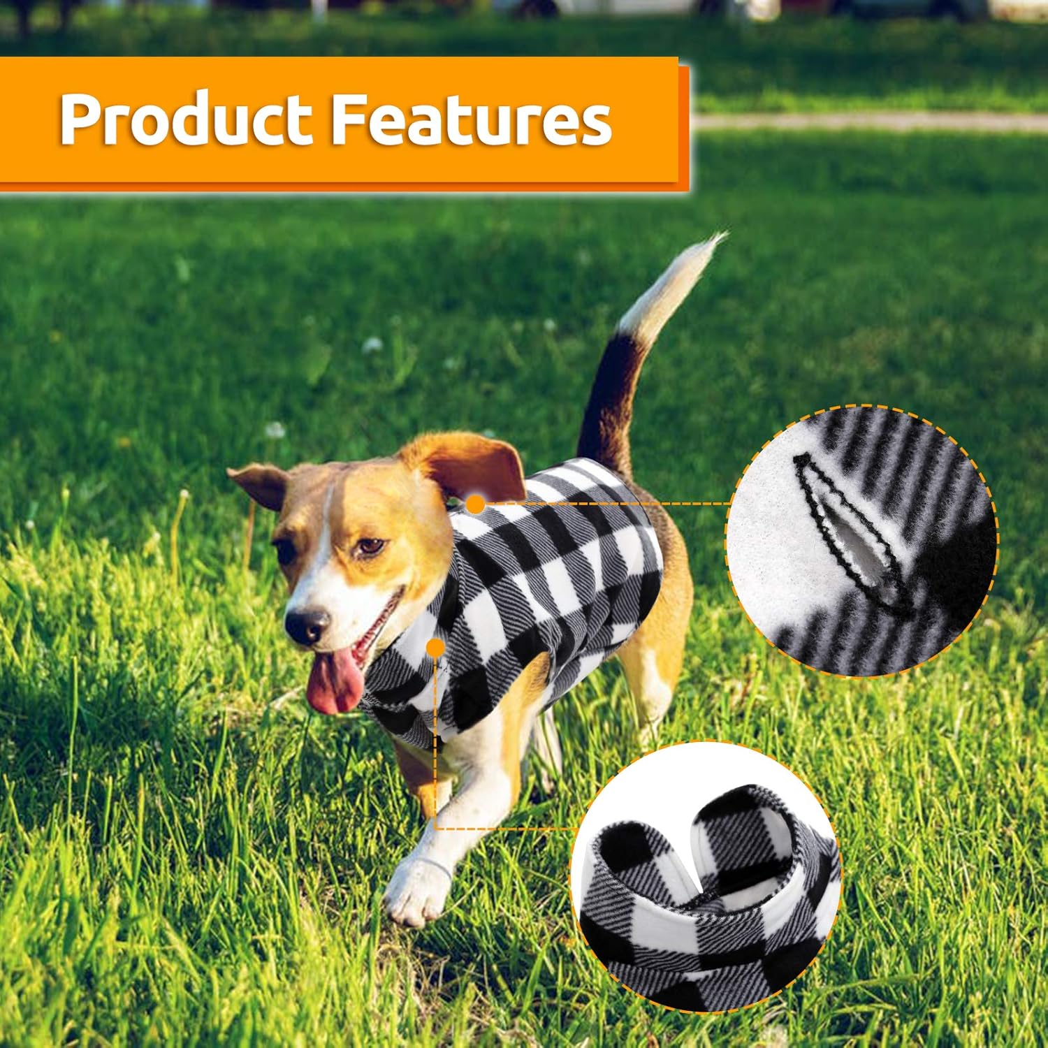 ASENKU Dog Sweater, Plaid Dogs Fleece Vest, Soft Comfortable Pet Pajamas, Warm Winter Puppy Shirt, Cold Weather Coat Jacket Pet Clothes for Small & Medium Dog Breeds