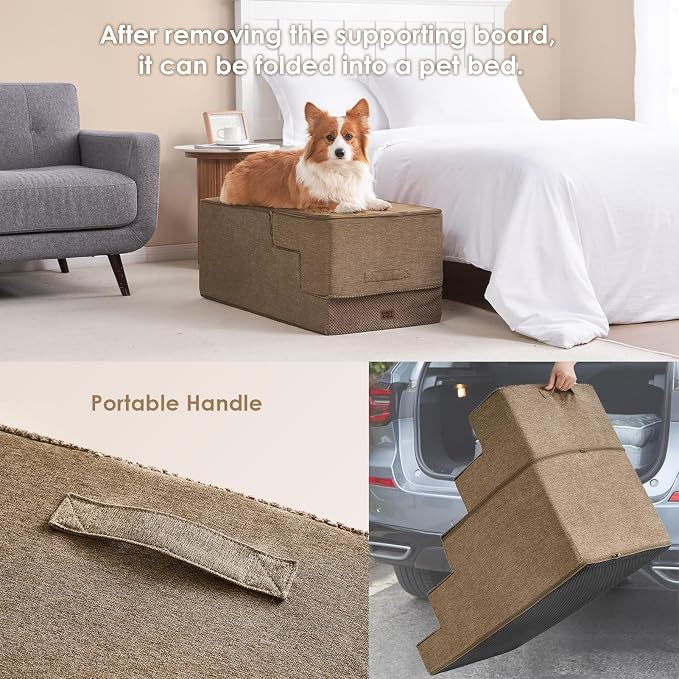 EHEYCIGA Dog Stairs for High Bed 25" H, 5-Step Extra Wide Dog Steps for Bed - Image 6