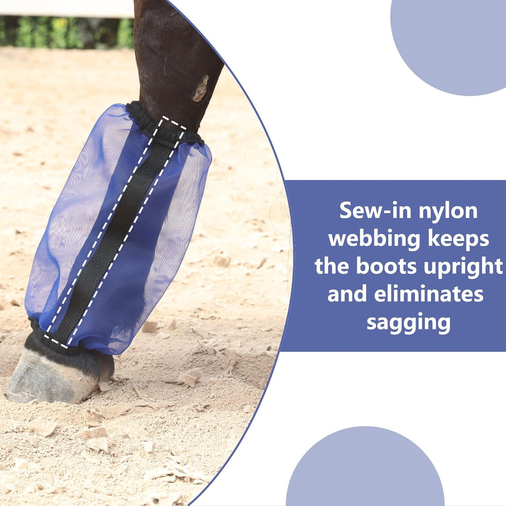 Horse Fly Boots Set of 4, Ultra Lightweight Breathable Mesh Leg Wraps, Non-Slip Fit, Reduce Stomping, Universal Size, Ideal for Summer RoyalBlue