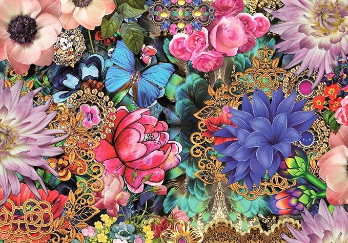 3D Floral Wallpaper Vivid Multicolor Wall Mural for Living Room Bedroom TV Background (Not Peel n' Stick)