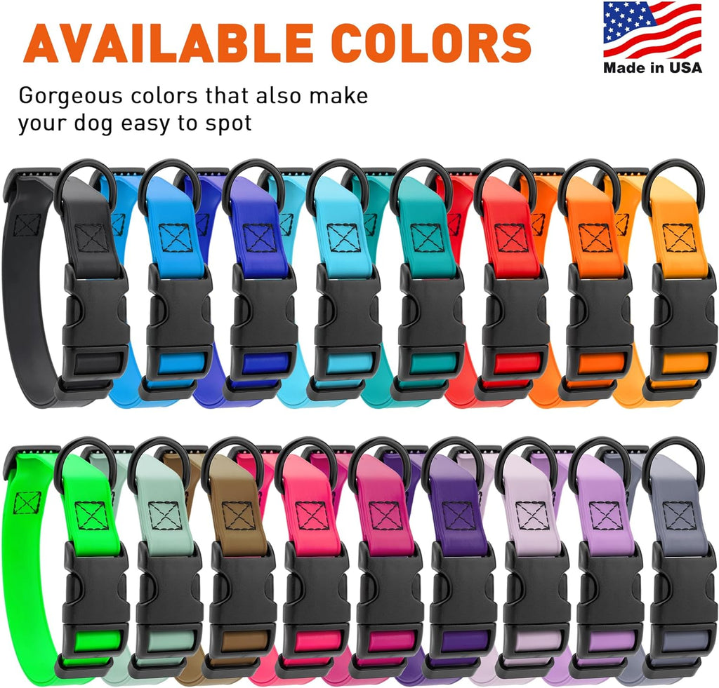 Dogline Biothane Waterproof Dog Collar with Quick Release Buckle Strong Coated Nylon Webbing with Odor- Proof for Easy Care Easy to Clean Fits Small Medium Large Dogs, Lavender 5/8" W 9-14" L