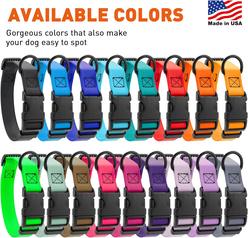 Dogline Biothane Waterproof Dog Collar with Quick Release Buckle Strong Coated Nylon Webbing with Odor- Proof for Easy Care Easy to Clean Fits Small Medium Large Dogs, Magenta Pink 3/4" W 12-19" L