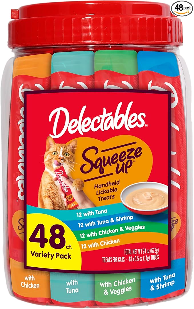 Delectables Squeeze Up Variety Pack, Creamy Squeezable Puree, Lickable Wet Cat by Delectables