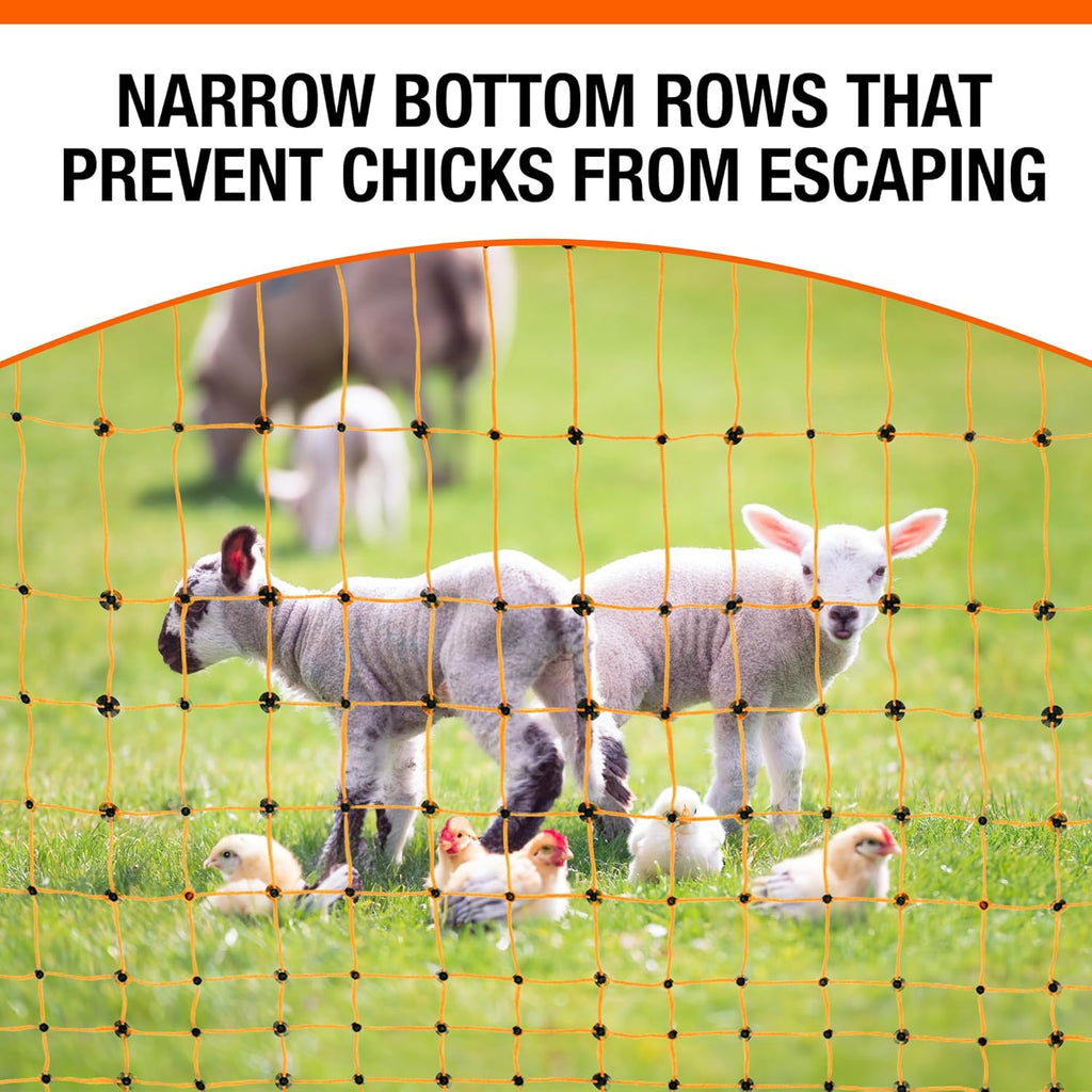 Pet & Livestock HQ Electric Fence Poultry Netting 41" x 164' - Portable Pre-Assembled Electric Net Fencing for Goats, Sheep, Lambs in Farms, Ranches, and Gardens (19 Posts, 2 Spikes)