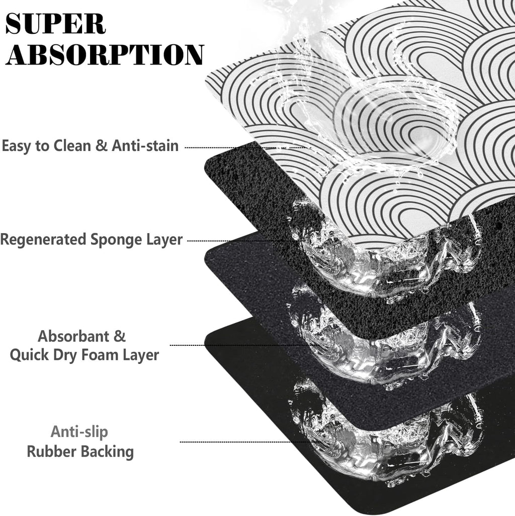 Dog Food Mats for Floors Absorbent, Pet Cat Food Mat - Quick Dry Dog Bowl Mats for Food and Water, Eco-Friendly Boho Pet Supplies