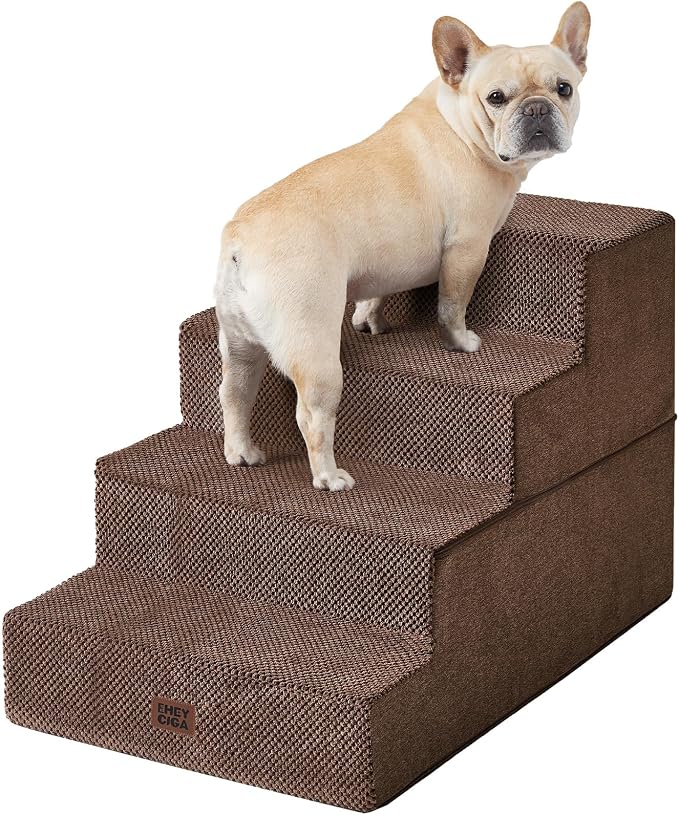 EHEYCIGA Dog Stairs for Bed 20" H, 4-Step Extra Wide Dog Steps for High Bed by EHEYCIGA