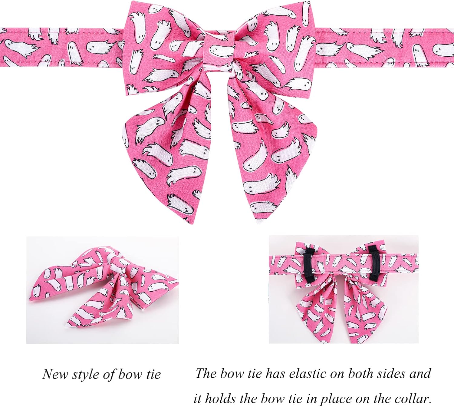 Lionet Paws Dog Collar with Bowtie, Halloween Bowtie for Dogs, Adjustable Comfortable Large Dog Collar Girl, L, Neck 16-24 in
