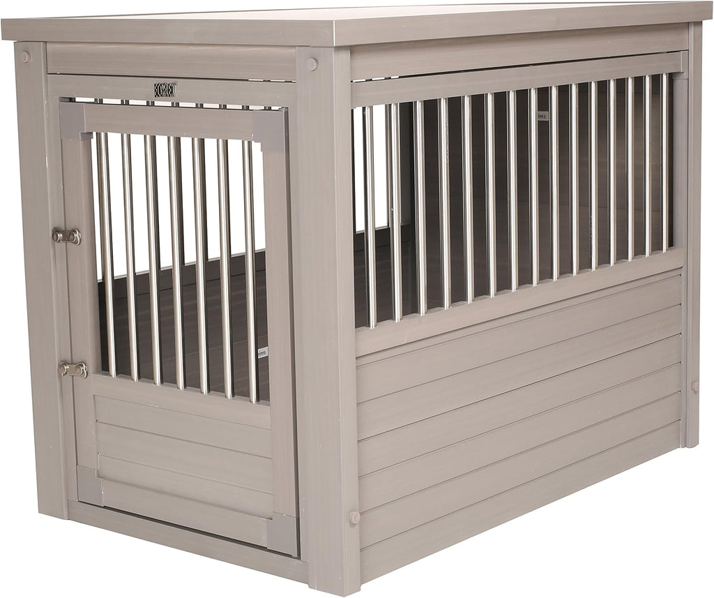 New Age Pet ECOFLEX Dog Crate End Table - Furniture-Style Pet Crate for Crate Trained Dogs - Stainless Steel Tubing & a Latched Closure - 10 Year Manufacturer's Warranty