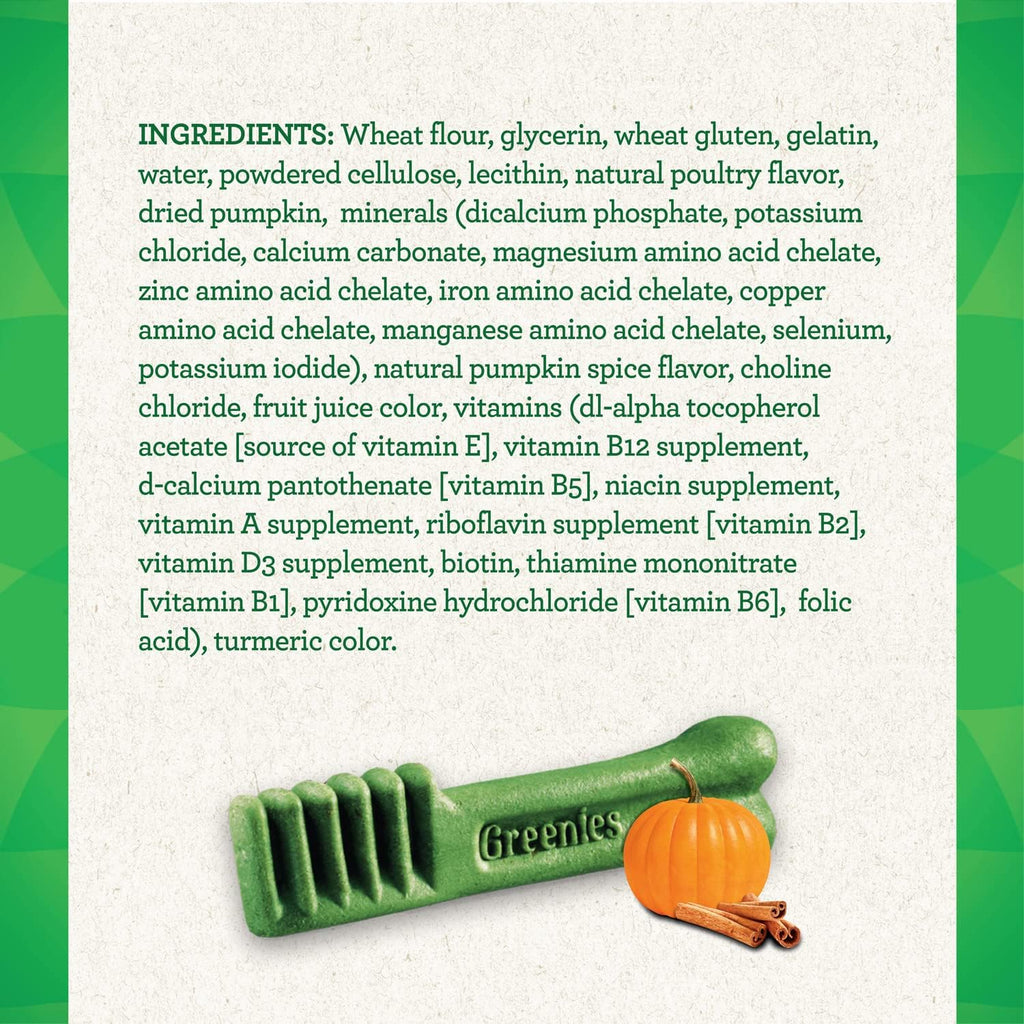 Greenies Pumpkin Spice Flavor Petite Size,Veterinarian-Recommended for Dental Care, Dog Treat Chews, Limited Edition, 12 oz., Pack of 40