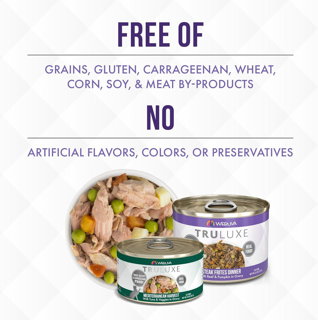 Weruva TruLuxe Cat Food, Mediterranean Harvest with Tuna Whole Meat & Veggies in Gravy, 3oz (Pack of 24)