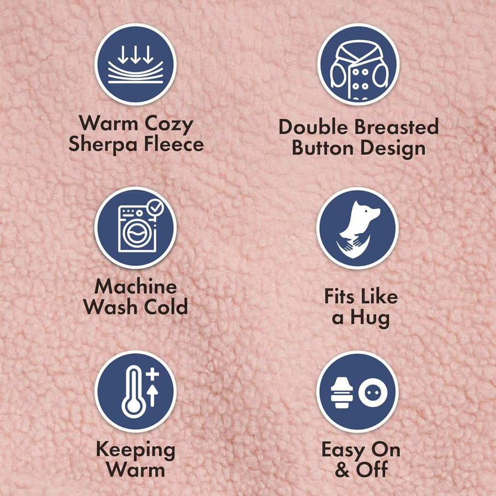 Spark Paws Teddy Dog Sweater, Sherpa Jacket Vest with Warm Fleece Lining, Winter Coat Suitable for Small Medium Large XL XXL Breeds - Pink - M