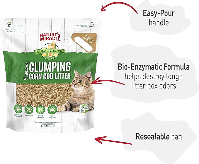 Nature’s Miracle Premium Clumping Corn Cob Litter, 10 Pounds, Made - Image 6