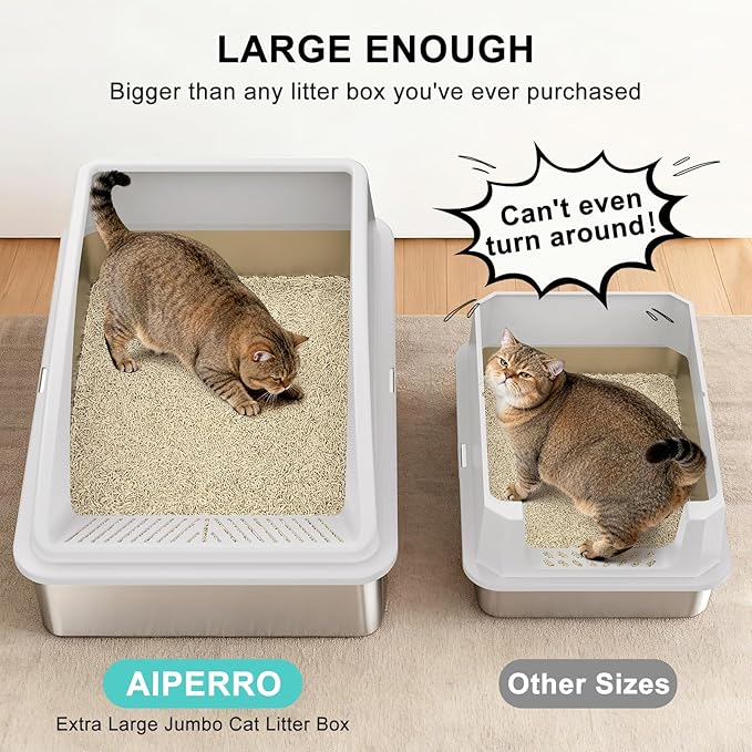 AIPERRO Stainless Steel Litter Box Extra Large - Image 2