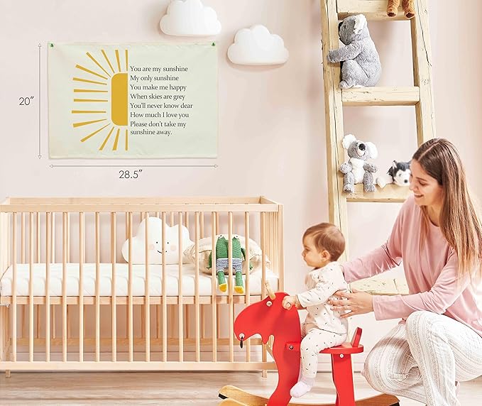 Nursery Wall Decor-Rectangular Banner Flag Poster Wall Decor for Kids Girl Boy-Playroom Bedroom Baby Room Door Sign-Baby Present Shower-Christmas Gift -You are My Sunshine-28.5"L×20"W