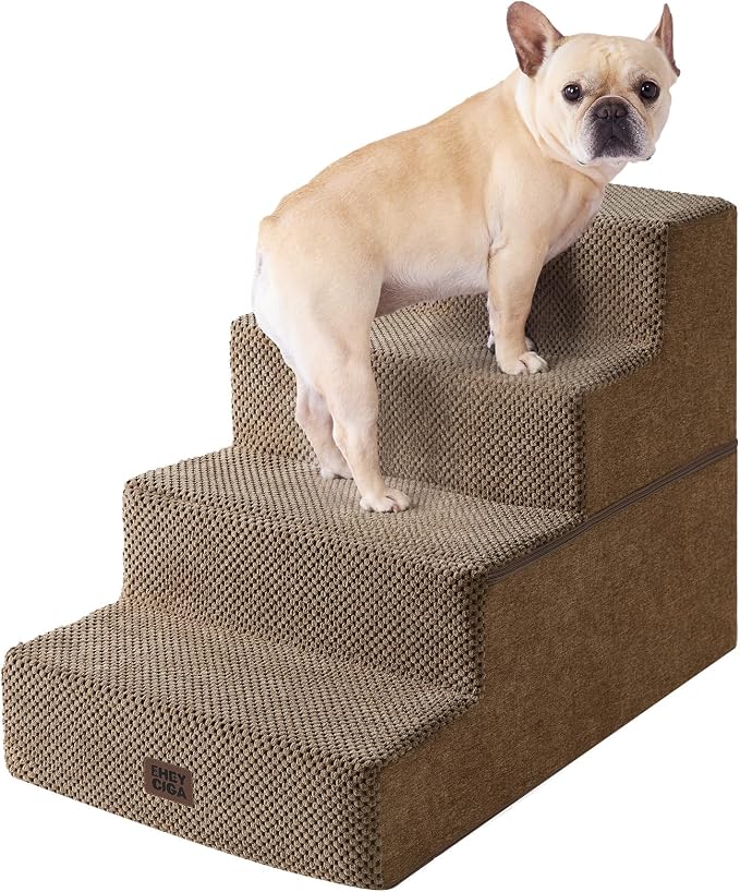 EHEYCIGA Dog Stairs for Bed 18" H, 4-Step Dog Steps for High Bed, Pet Steps for by EHEYCIGA