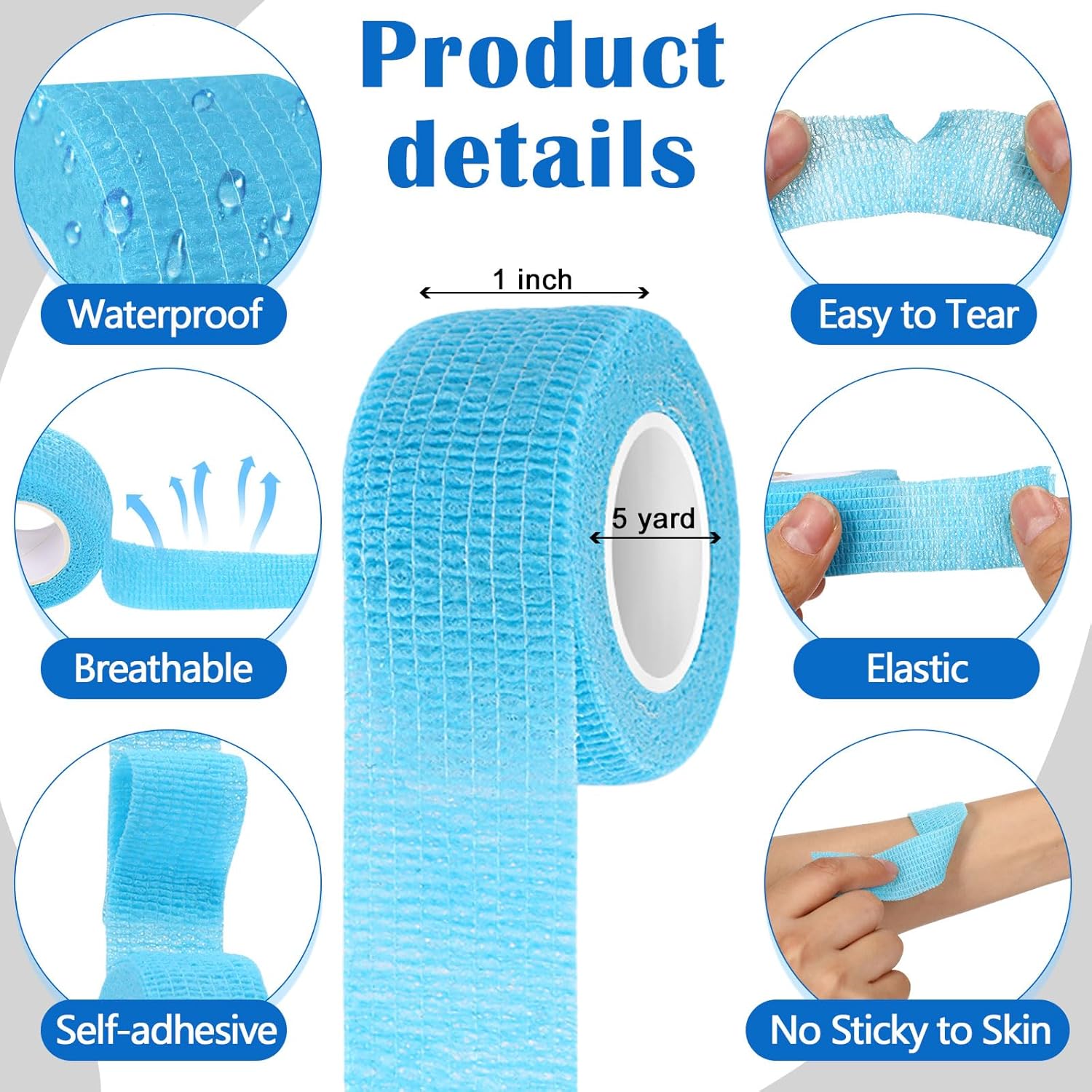 Treela 36 Pcs Self Adherent Bandage 1" X 5 Yard Wrap Breathable Cohesive Bandage Elastic Adhesive Tape for Stretch Athletic Sports Wrist Ankle (Multicolored)