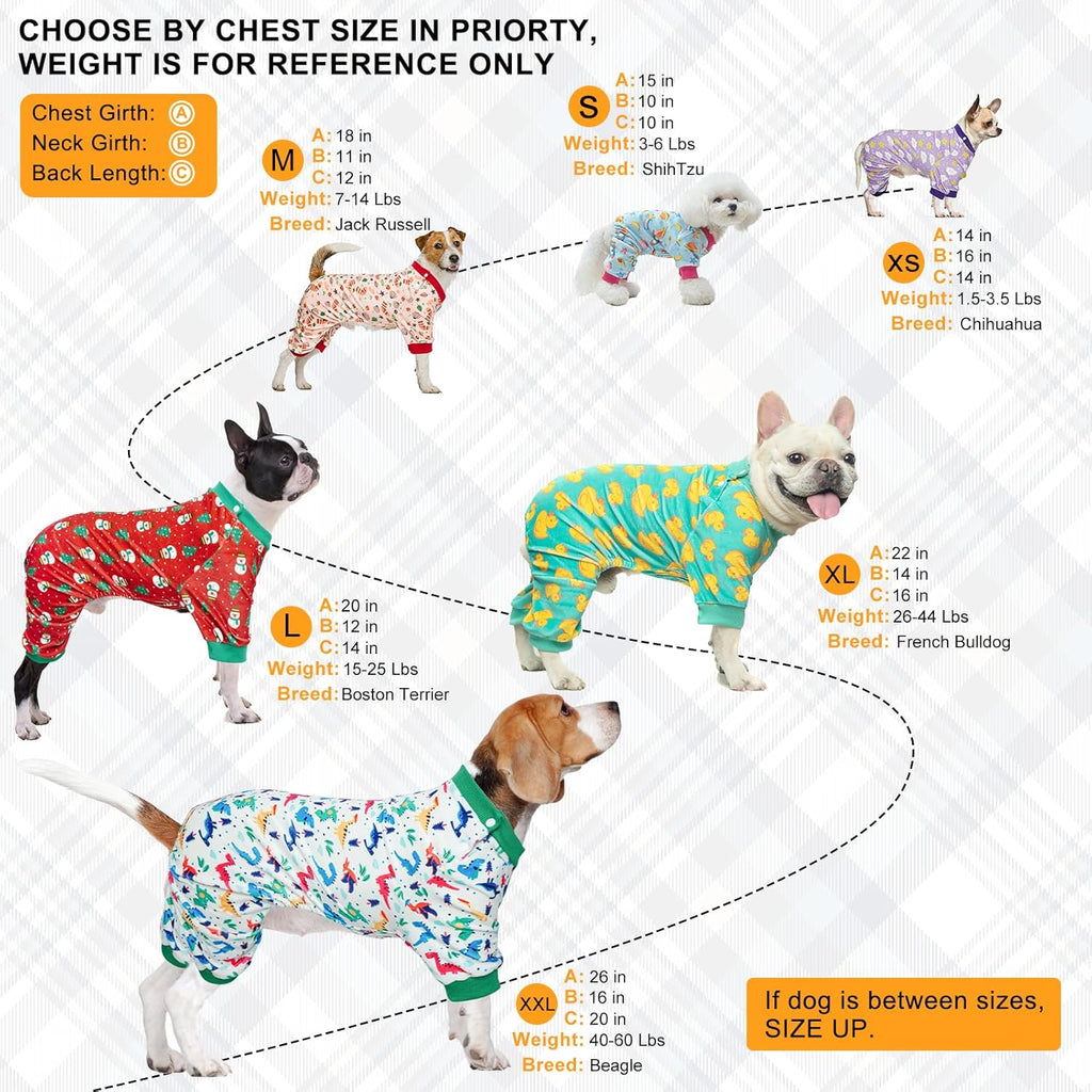 BEAUTYZOO Dog Pajamas Large Sized Dog, Summer Doggie Pajamas for Boy Girl, Soft Strechy Cotton Puppy Pjs Jammies Onesies for Men Women, Pet Jumpsuit Body Suit Cat Apparel Clothes, Yellow Duck XXL