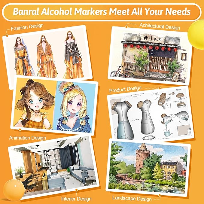 Banral Alcohol Markers Set, 180 Colors Dual Tip Alcohol Based Art Marker for Artists, Permanent Drawing Pens for Adult Coloring Sketching Illustration with Case and Holders
