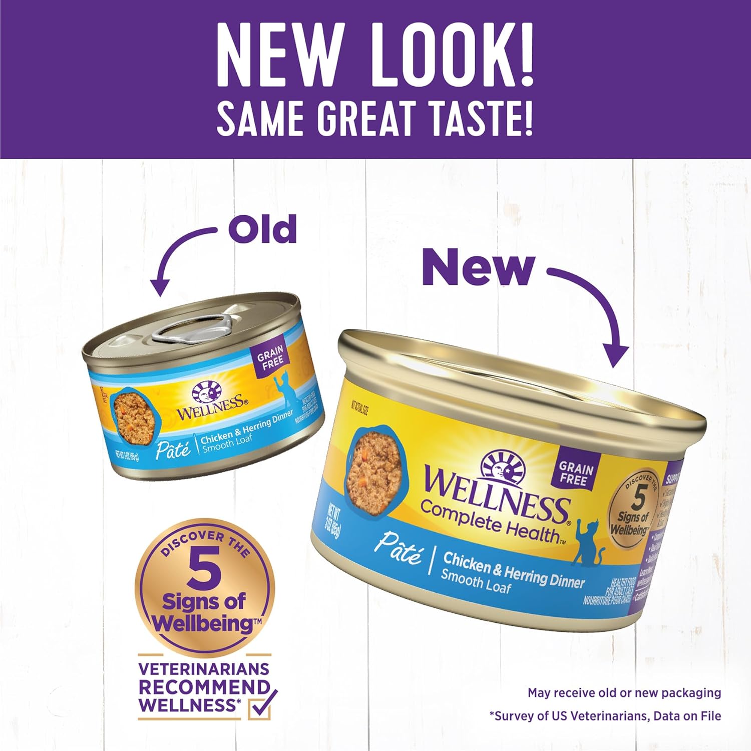 Wellness Complete Health Pate Adult Wet Cat Food, Natural, Protein-Rich, Grain-Free, 3 Ounce, 24 Pack, (Chicken & Herring)