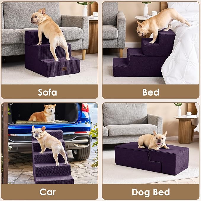 EHEYCIGA Dog Stairs for Bed 20" H, 4-Step Extra Wide Dog Steps for High Bed - Image 8