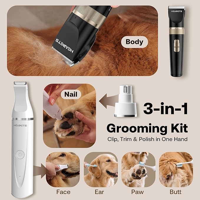 HEAPETS Dog Hair Clippers for Grooming Kit and Dog Paw Trimmer Nail Grinder for - Image 2