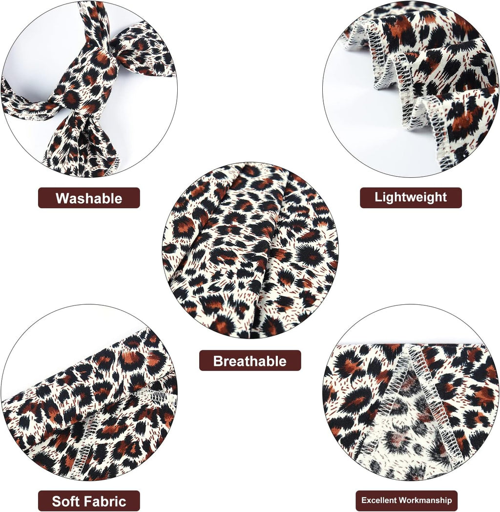 E-Clover Dog Bandanas Boy & Matching Scrunchie Set Leopard Dog Bandana Bibs Washable Kerchief Scarf for Medium Large Dogs & Owner