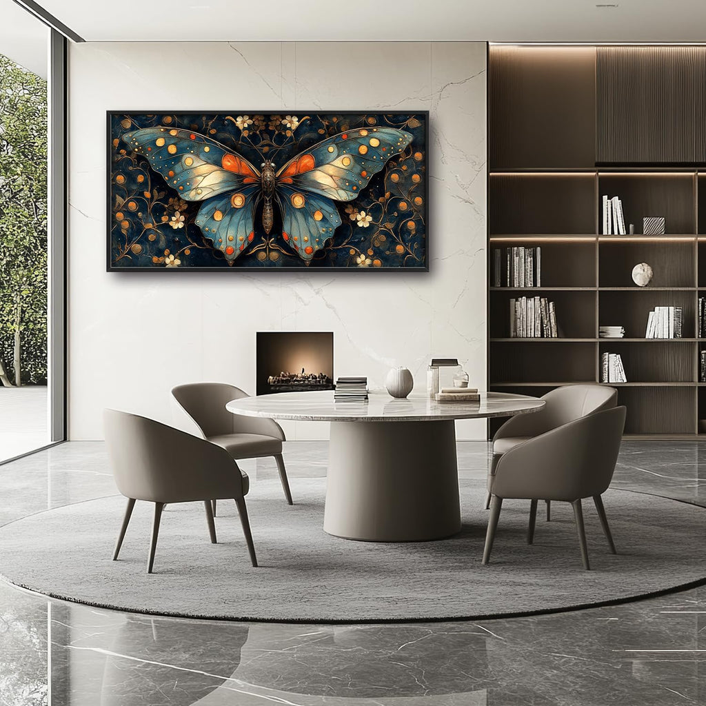 Large Butterfly Wall Art for Living Room, Butterfly Canvas Oversized Wall Decor, Floral Aesthetics Framed Pictures Painting Print Artwork for Bedroom Office 60L" x 30W"