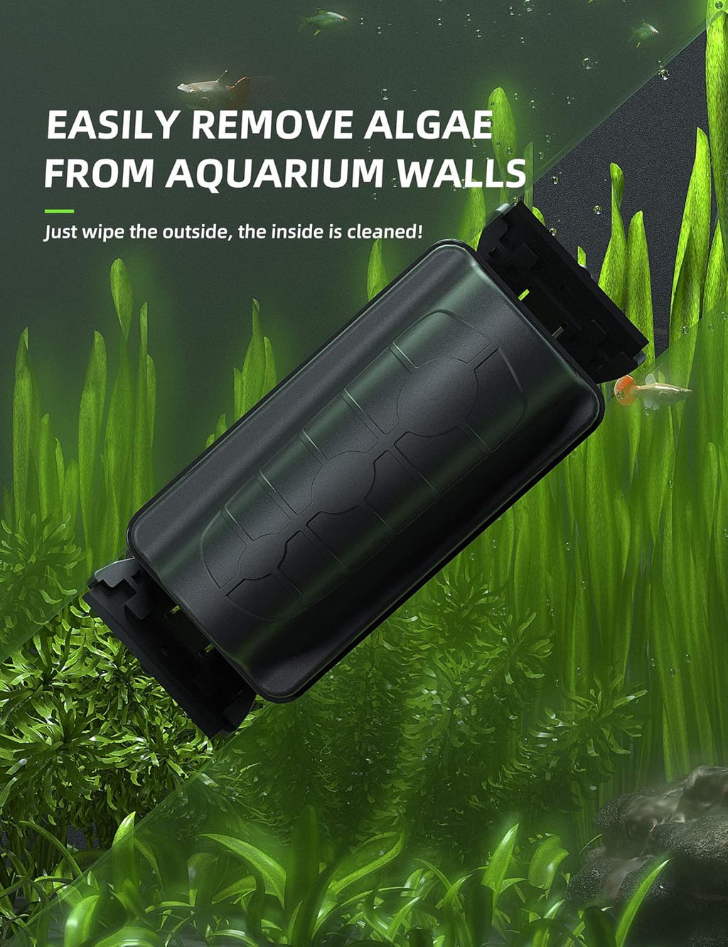 Jasonwell Magnetic Aquarium Fish Tank Cleaner Magnet Scraper for Glass Aquariums Cleaning Tools Scrubber Floating Brush (S)