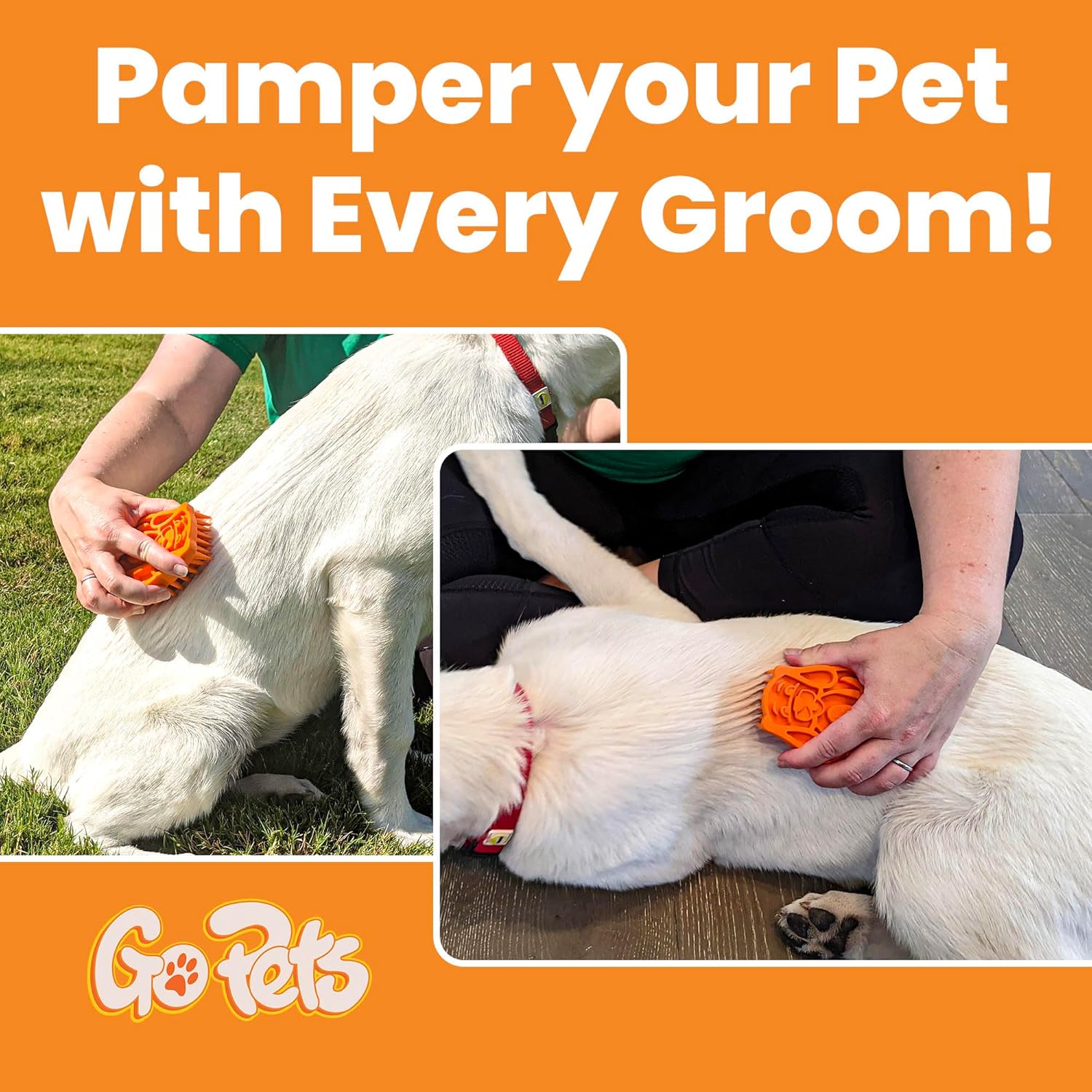 GoPets Curry Comb Bath Brush for Cleaning & Grooming, Silicone Shampoo Scrubber for Shedding & Massage, Rubber Dog Wash & Grooming Brush, Pet Bath Supplies for Long & Short Hair Dogs & Cats
