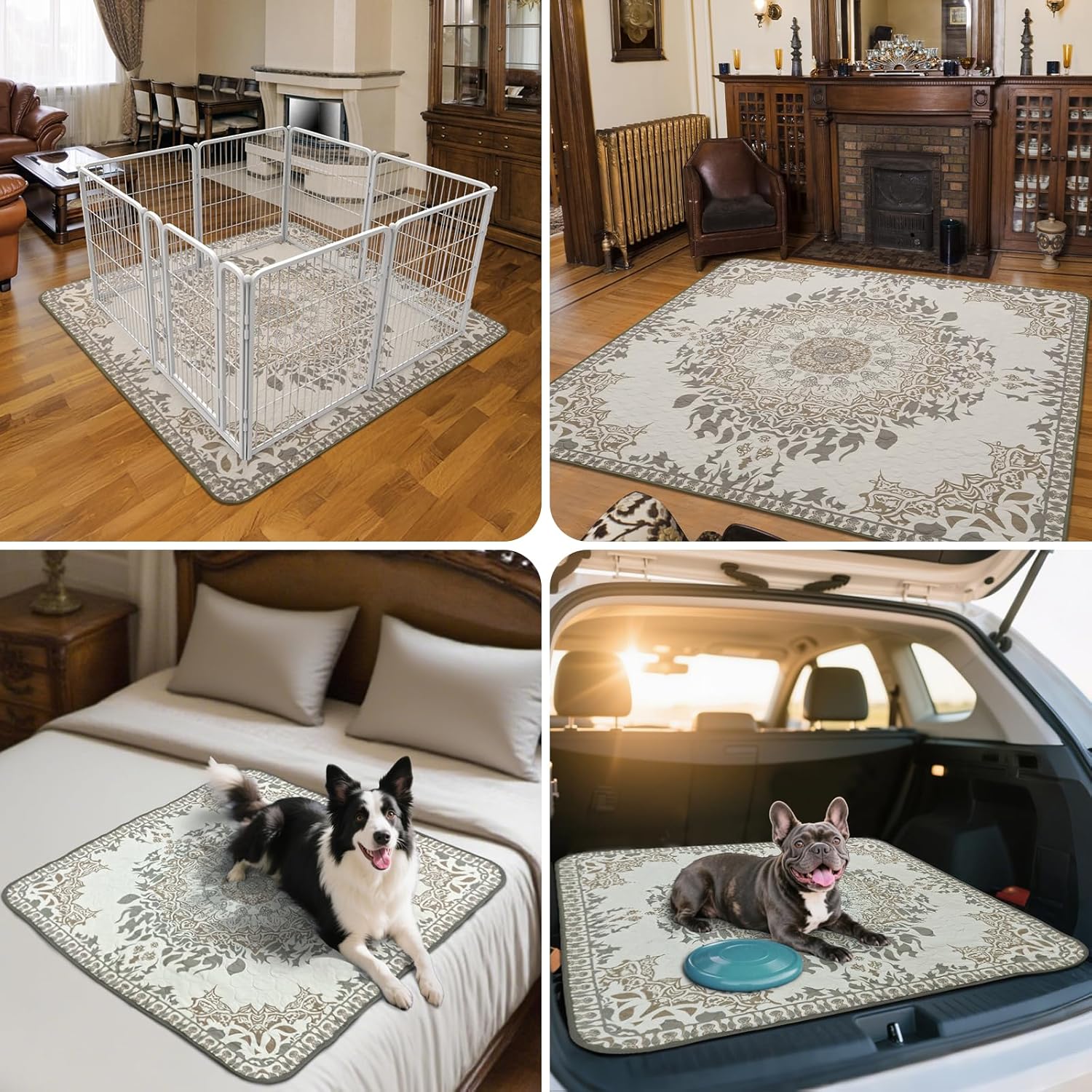 FXW Washable Pee Pads for Dogs, Puppy Pads with Super Absorbent, Specifically Designed for FXW Rollick/Homeplus 24 inch 8 Panels Dog Playpen, 63" Square, Boho, 1 Pack