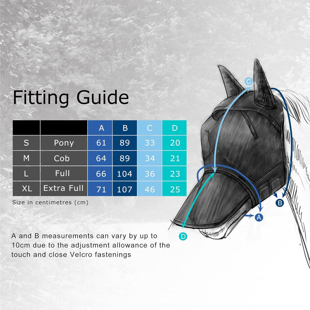 Harrison Howard CareMaster Horse Fly Mask Half Face with Ears Black/Purple Retro Large Full Size