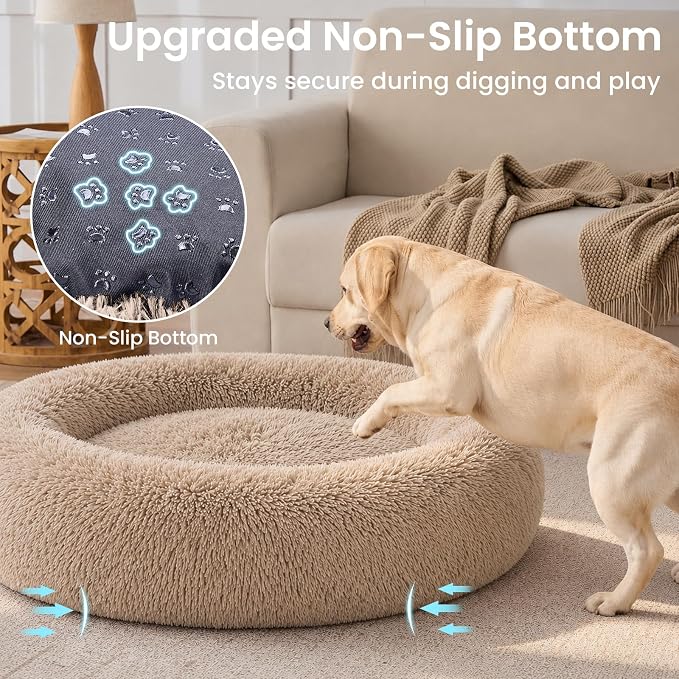 JOLLYVOGUE Calming Dog Beds Extra Large Sized Dog, 45in Donut Washable Large - Image 5