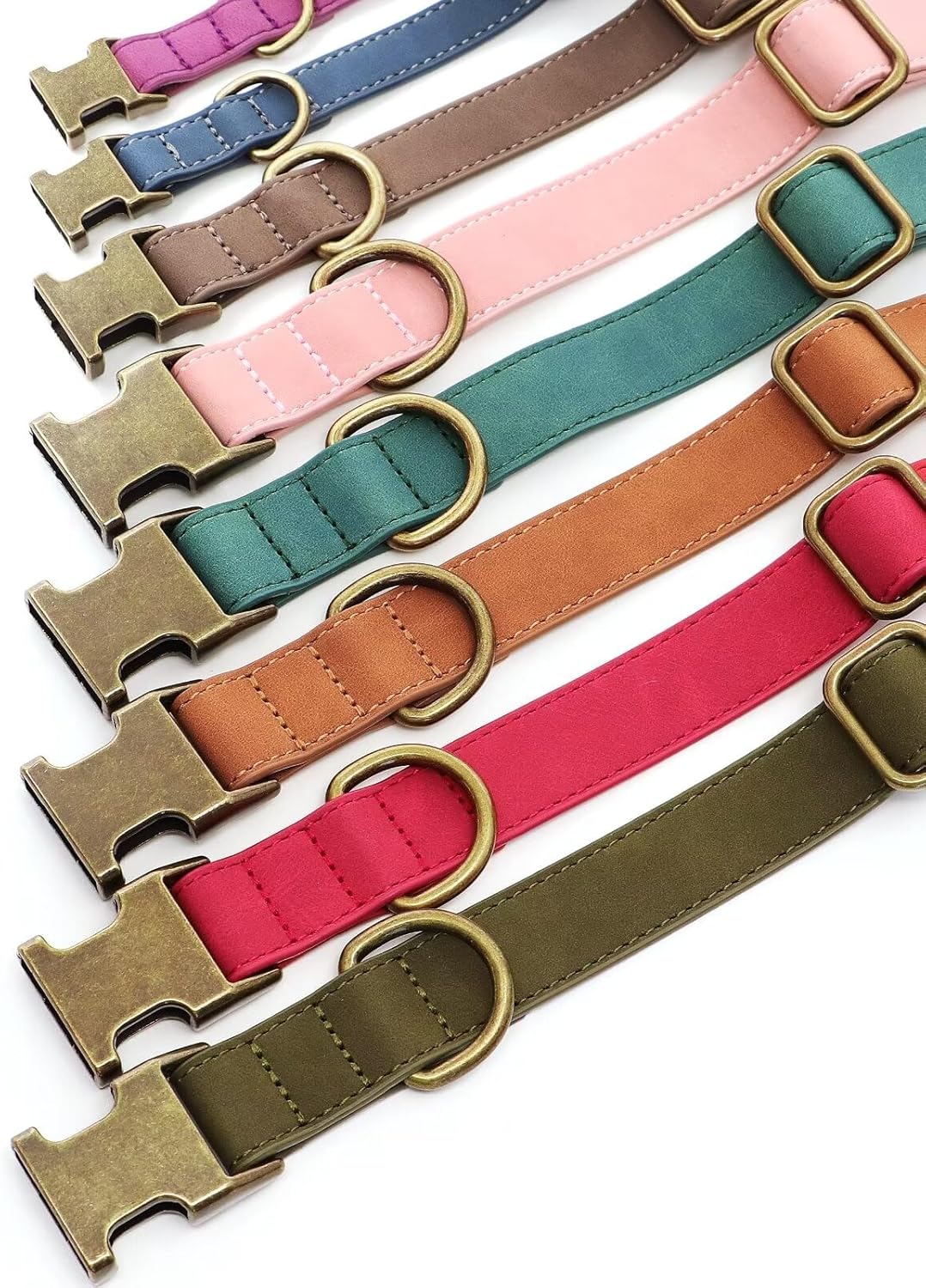 Didog Soft PU Leather Dog Collar, Stylish Quick Released Dog Collar for Large Dogs, Easy Clean Adjustable Pet Collar for Daily Walking, Blue, L Fit 15-23" Neck