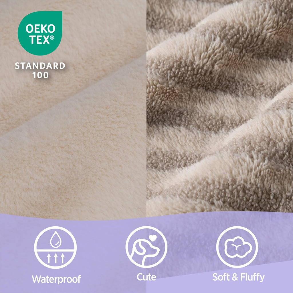 LE SURE Cute L-Plus Dog Beds, Orthopedic Waterproof Large Pet Bed with Sides, Non-Slip Bottom and Egg-Crate Foam Dog Couch Sofa with Washable Removable Cover, Hazel