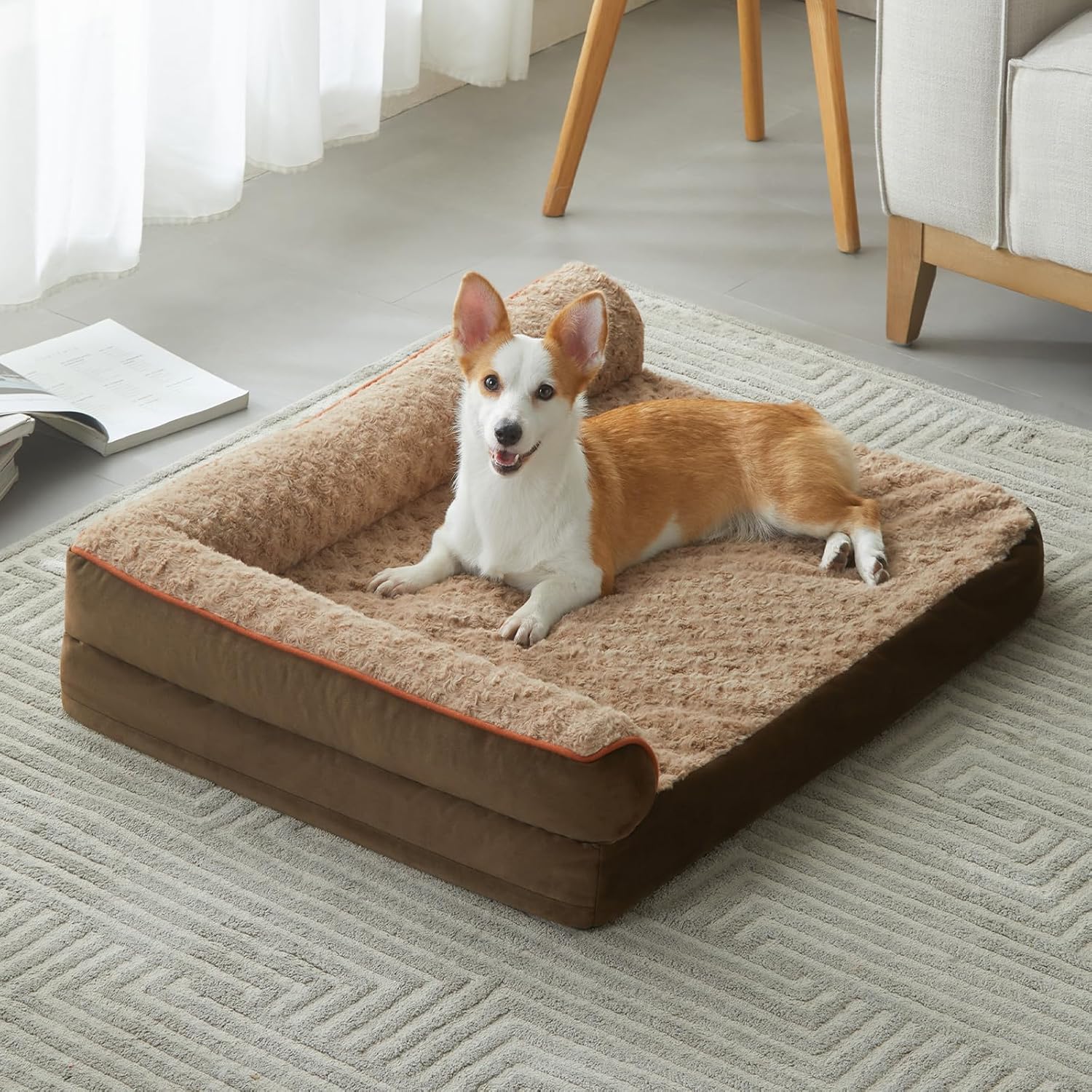 BFPETHOME Orthopedic Dog Beds for Large Dogs-Waterproof Sofa Dog Bed with Removable Washable Cover, Big Pet Bed with Waterproof Lining and Nonskid Bottom,Pet Bed for Large Dogs