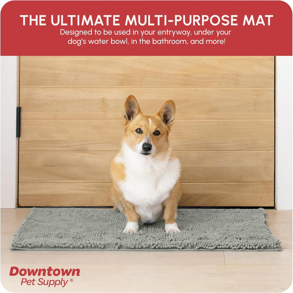 My Doggy Place Microfiber Dog Mat for Muddy Paws, 31" x 20" Light Gray - Absorbent and Quick-Drying Dog Paw Cleaning Mat, Washer and Dryer Safe - Non-Slip Rubber Backed Dog Floor Mat, Medium