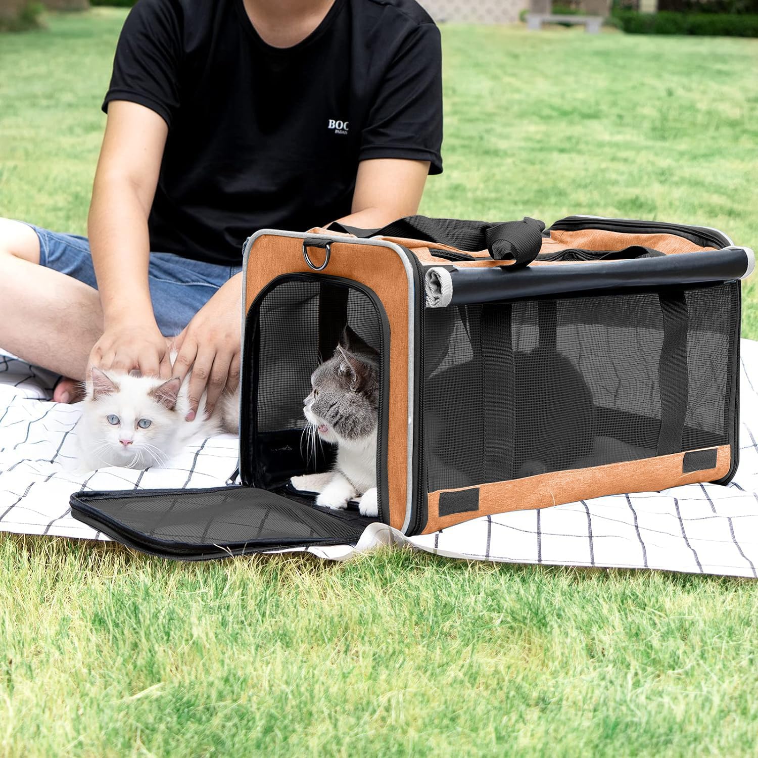Dog Carry Bag for Puppy Pet Soft-Shell Portable Kennel Crate for 0-15 lbs Foldable Pomeranian Travel Cage Tea Cup Yorkie Carrier Purse Indoor Carrying Case Cat Supply Melon Tiny Dog Melon