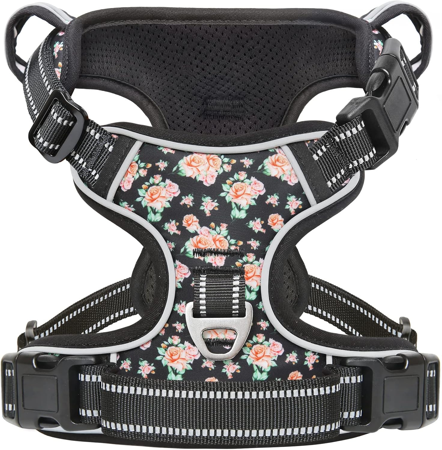 Timos No Pull Dog Harness,NO Need Go Over Dogs Head 3 Snap Buckles Reflective Oxford No Choke Harness with Front&Back 2 Metal Leash Clips Soft Padded for Small Medium Large Dogs,X-Large (Pack of 1)