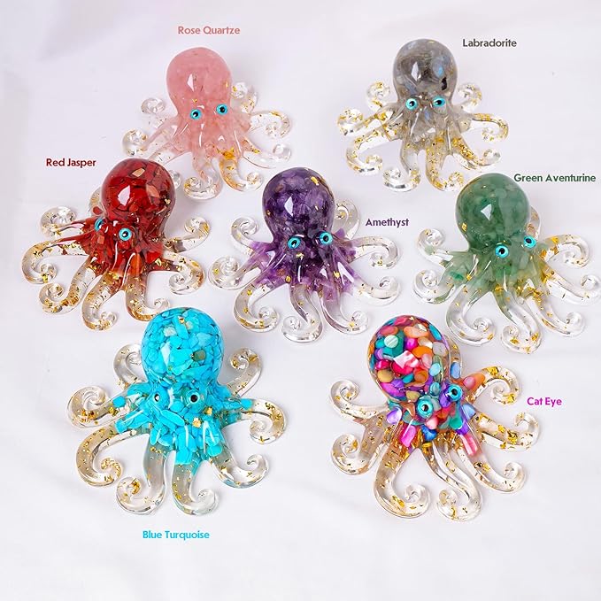 Natural Crystal Tiger's Eye Gravel Octopus Resin Marine Animals Fish Tank - Image 3