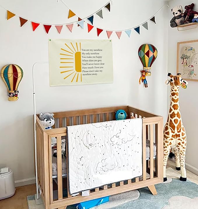 Nursery Wall Decor-Rectangular Banner Flag Poster Wall Decor for Kids Girl Boy-Playroom Bedroom Baby Room Door Sign-Baby Present Shower-Christmas Gift -You are My Sunshine-28.5"L×20"W