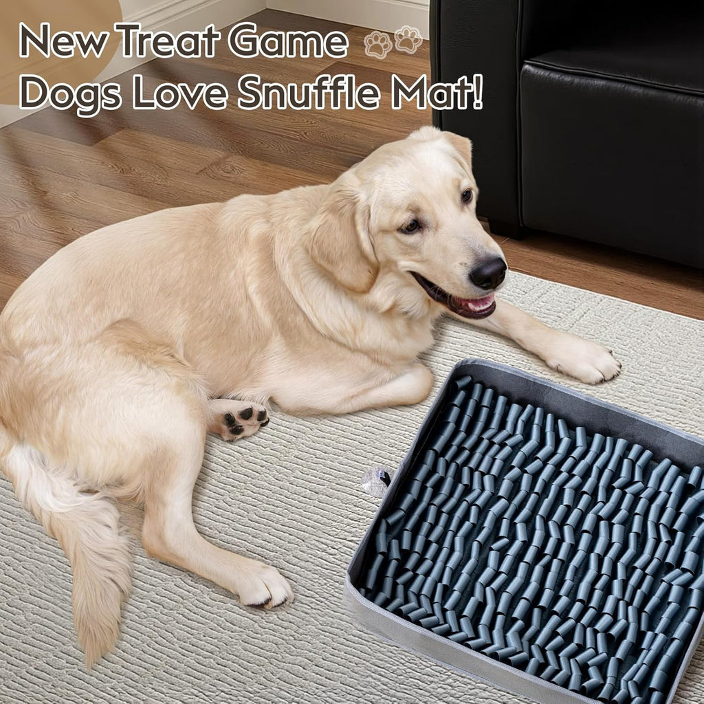Snuffle Mat for Dogs, Dog Puzzle Mat, Interactive Dog Toys for Enrichment,Sniff Mats with Non-Slip Backing,Suitable for Breeds and Sizes of Dogs (Silver, 17" X 15")